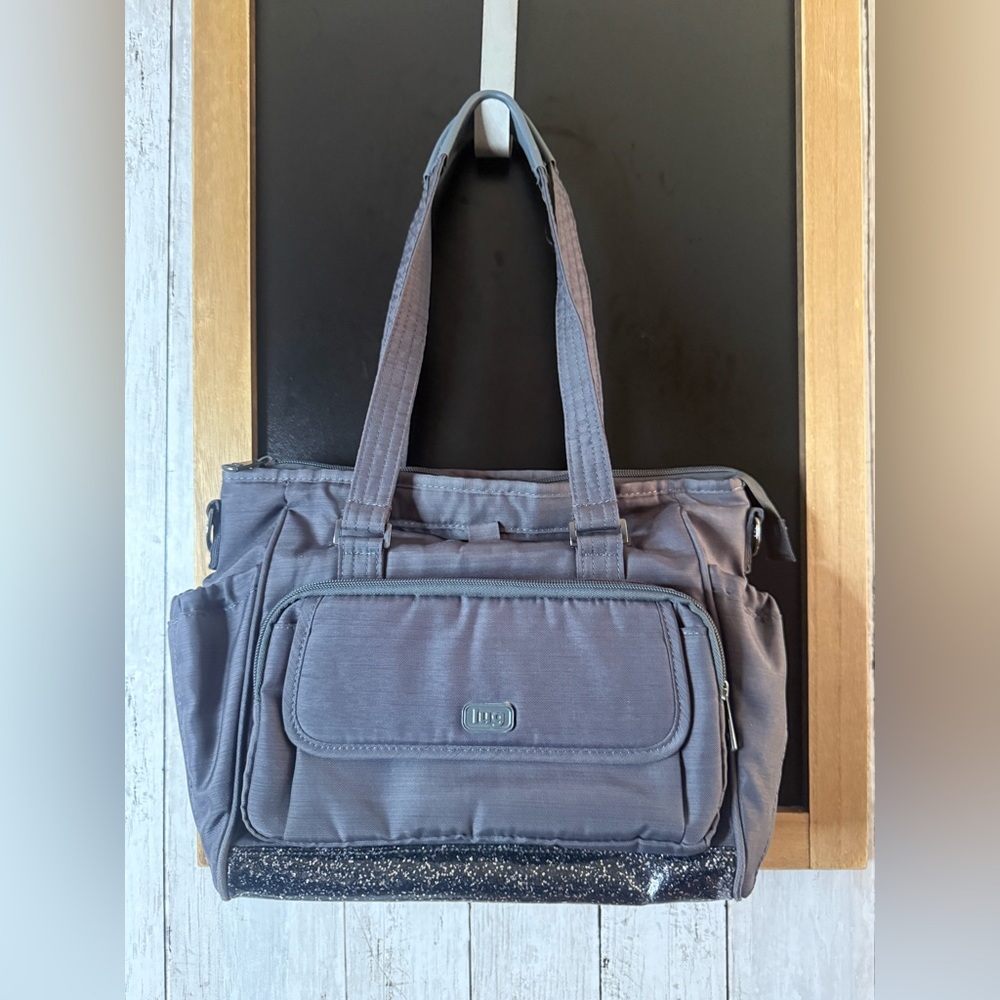 Lug Promenade Bag Gray Everyday Zip Shopper Tote Sparkly Bottom
